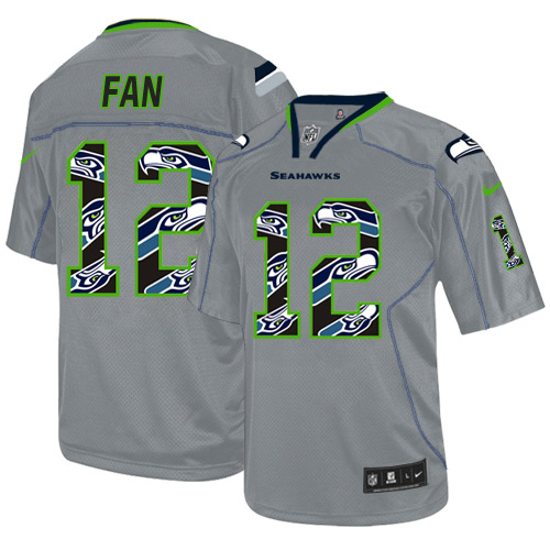 Men's Elite 12th Fan Nike Jersey New Lights Out Grey - NFL Seattle Seahawks